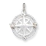Sterling Silver Compass Charm - Measures 20mm