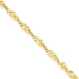 14k 3mm Singapore Chain Necklace - 24 Inch - Lobster Claw