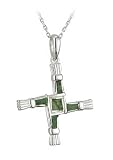 Connemara Marble St. Brigid's Cross Pendant Necklace - Made in Ireland