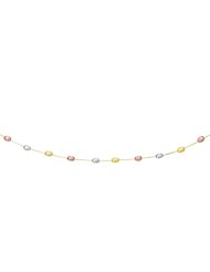 14K Tri-Color Gold Necklace with Fancy Textured Pebble Stations