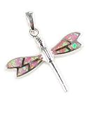 Morningflower Pink Opal Dragonfly Pendant