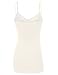 RT1004 Ladies Adjustable Spaghetti Strap Lace Trim Long Tunic Cami Tank Top Ivory S