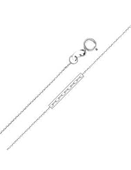 14K White Gold 0.6mm Oval Angle Cut Rolo Cable Chain Necklace 20"