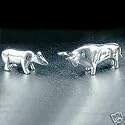 Executive Gift Stock Market Wall Street Bull and Bear Silver Plated Sculpture Figurines Paperweights