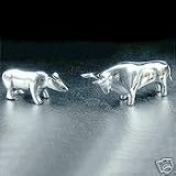 Executive Gift Stock Market Wall Street Bull and Bear Silver Plated Sculpture Figurines Paperweights