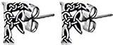 Celtic Letter F Silver Tone Pewter Stud Earrings