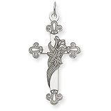 14k White Gold Laser Designed Cross Pendant