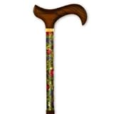 Folding Cane - Canterbury. This Walking Cane has a slim line Derby Grip Handle to fit small hands and push button height adjustment.