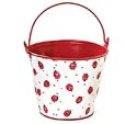 Decorative Ladybug Tin Pail For Plants, Flower, Home Decor