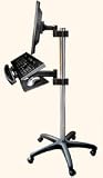 Mobile LCD Computer Workstation (Caster Base, Monitor Mount and Keyboard Holder) - Black