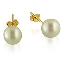 6-6.5mm Japanese Akoya Pearl Studs in 14K Yellow Gold