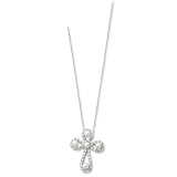Sterling Silver Cultured Pearl CZ Cross Necklace - 18 Inch
