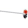 18 Gauge Straight Fishtail 3/4 - 14K White Gold Black Orange 1.5mm CZ Marquise Nose Ring
