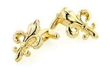 Larger sized yellow gold plated Fleur de Lis cufflinks with presentation box. Made in the U.S.A