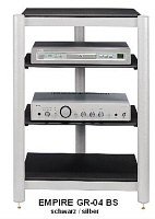 Empire GR-03/04/06 HiFi-Rack | Ausführungen: GR-03 BB (3 Ebenen) / Farbe Rahmen/Rohre: schwarz / Abmessungen (BxTxH): 600x530x580 mm