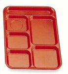 Cambro Penny-Saver School Tray, 10 in x 14-1/2 in, 6 Compartments, Choose Color