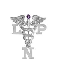 NursingPin - LPN Licensed Practical Nurse Graduation Nursing Pin with Amethyst in Silver