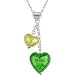 Silver Murano Glass Gold and Green Heart Necklace