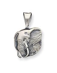 Sterling Silver Antiqued Elephant Pendant QC4096"