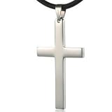 ORISON New Men's Silver Titanium Steel Necklace With The Cross Design Pendant
