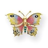 14k Enameled Pink and Yellow Butterfly Pin