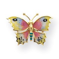 14k Enameled Pink and Yellow Butterfly Pin.