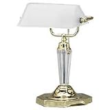 Ledu Corporation Products - Executive Glass Bankers Lamp, 14 High, Acrylic Finish - Sold as 1 EA - Executive Banker's Lamp includes a 15 watt compact fluorescent bulb and accepts a 60-watt incandescent bulb (sold separately). Design has a frosted, ribbed glass shade and an elegant acrylic column. U.L. listed.