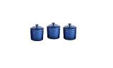 LE CREUSET SET OF 3 BLUE 0.8 STORAGE JARS