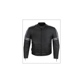Motorcycle Jackets - Mens Vented Motorcycle Jacket MJ453 Black Silver