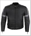 Men's Vented Leather/Fabric Motorcycle Jacket MJ453BlackSilver