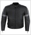 Motorcycle Jackets - Mens Vented Motorcycle Jacket MJ453 Black Silver