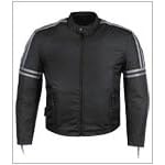 Men's Vented Leather/Fabric Motorcycle Jacket MJ453BlackSilver