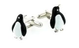 Novelty silver plated and enamel penguin cufflinks with presentation box. Made in the U.S.A