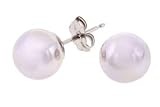 14K White Gold Ball Earrings, 7 mm