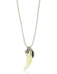 M.Cohen Handmade Designs Beaded Chain with Bone Tooth and Sterling Silver Charms