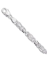 Sterling Silver 7.5inch Polished Diamond-cut Fancy Link Bracelet QH378-7.5"
