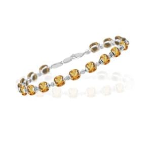 0.10 Cts Diamond and 11.39 Cts Citrine Bracelet in 14K White Gold by