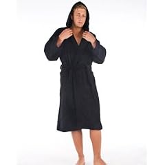 Frottee-Bademantel/ Saunamantel "Montana" mit Kapuze f�r Damen & Herren Farbe schwarz, Gr�sse S