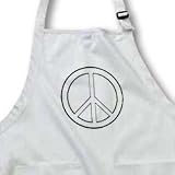 Peace Sign Outline Art Drawing - Waist Apron With Pockets