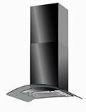 Baumatic 60CM Black Curved Glass Cooker Chimney Hood 600mm Telescopic