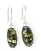 Long Oval Green Amber Dangle Earrings