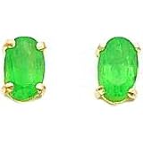 14K Yellow Gold Emerald May Earrings Jewelry New