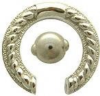 2g 925 Silver Tribal Spring Loaded Captive Ring w/ White Gold Plating, in 2g (Gauge), Sold Individually