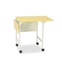 Safco Machine Stand with Drop Leaves, Medium Oak Top, Gray Legs