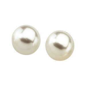 14k Gold S. Sea Cult. Pearl Earring 14mm Full Button Fine - JewelryWeb
