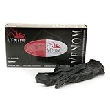Venom Exam Glove,Nitrile, Black, Small 100 ea