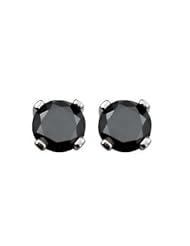 0.84 Carat (ctw) 14K White Gold Round Cut Black Diamond Ladies Earrings