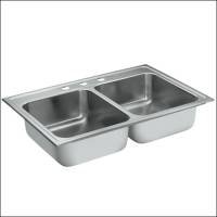 Moen Stainless Steel Drop-In Double Bowl Kitchen Sink 22318 by Moen