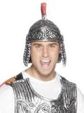Roman Helmet (rubber) - Rustic Steel with Red Plume