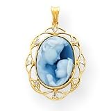 14k Yellow Gold Heavens Gift Diamond Cameo w/Sentiment Pendant
